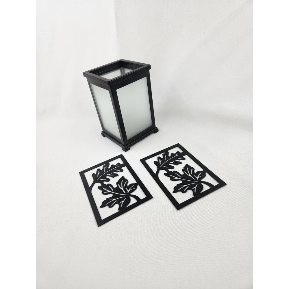 PartyLite Change-O-Candle Luminary Votive Candle Holder Leaves Magnetic Plates